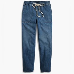 J. Crew Casual Cotton Drawstring Pull on Blue Ankle Jeans
